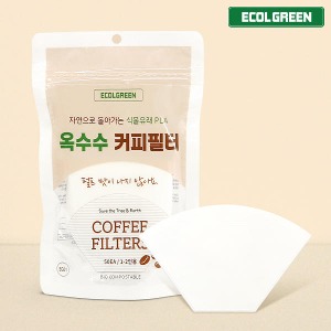 에콜그린 식물유래 옥수수콘 칼리타 커피필터 사다리꼴 50매ecolgreen